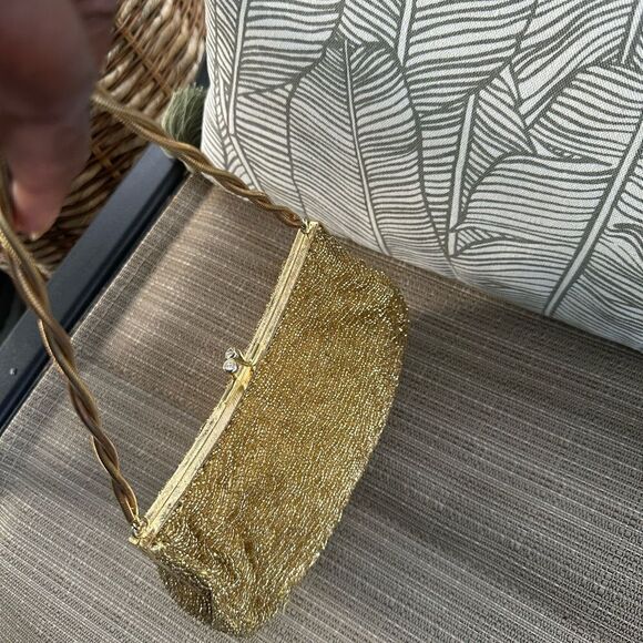 Walborg Gold Beaded Mid Century Modern Purse Made In Hong Kong - Picture 4 of 5